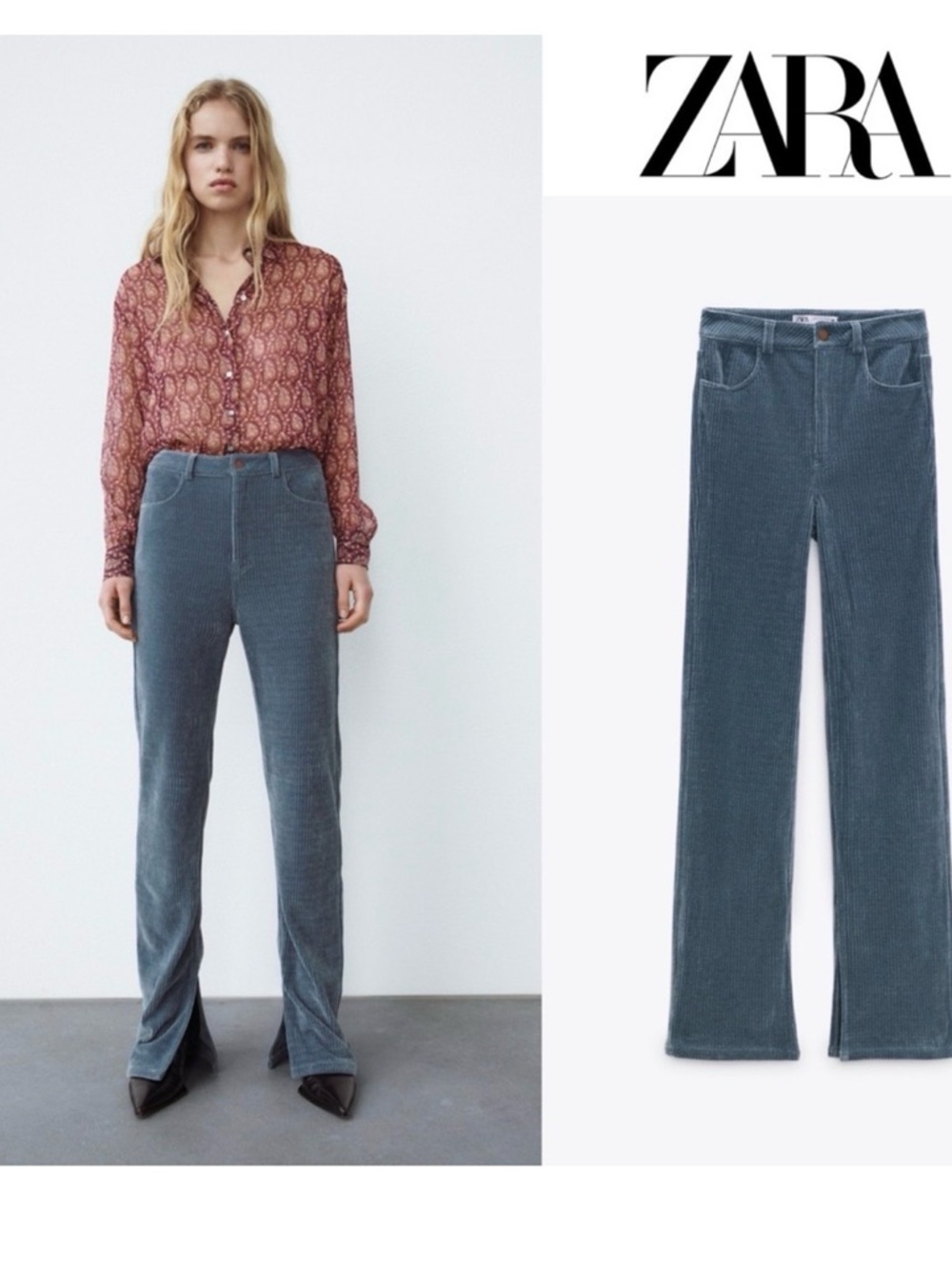 ZARA slim fit flare corduroy pants